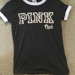 Dark grey and white pink tee shirt